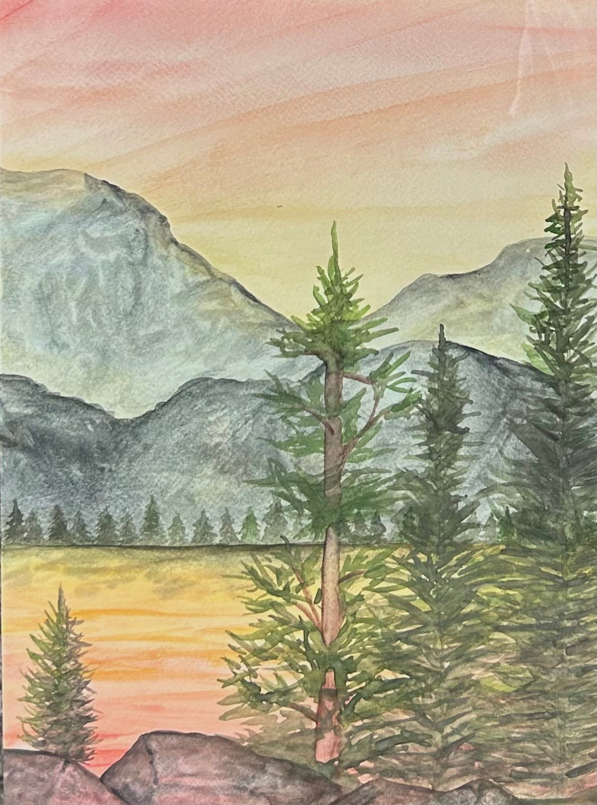 UNAVAILABLE Original Watercolor - Dawn in Ansel Adams Wilderness Triptych