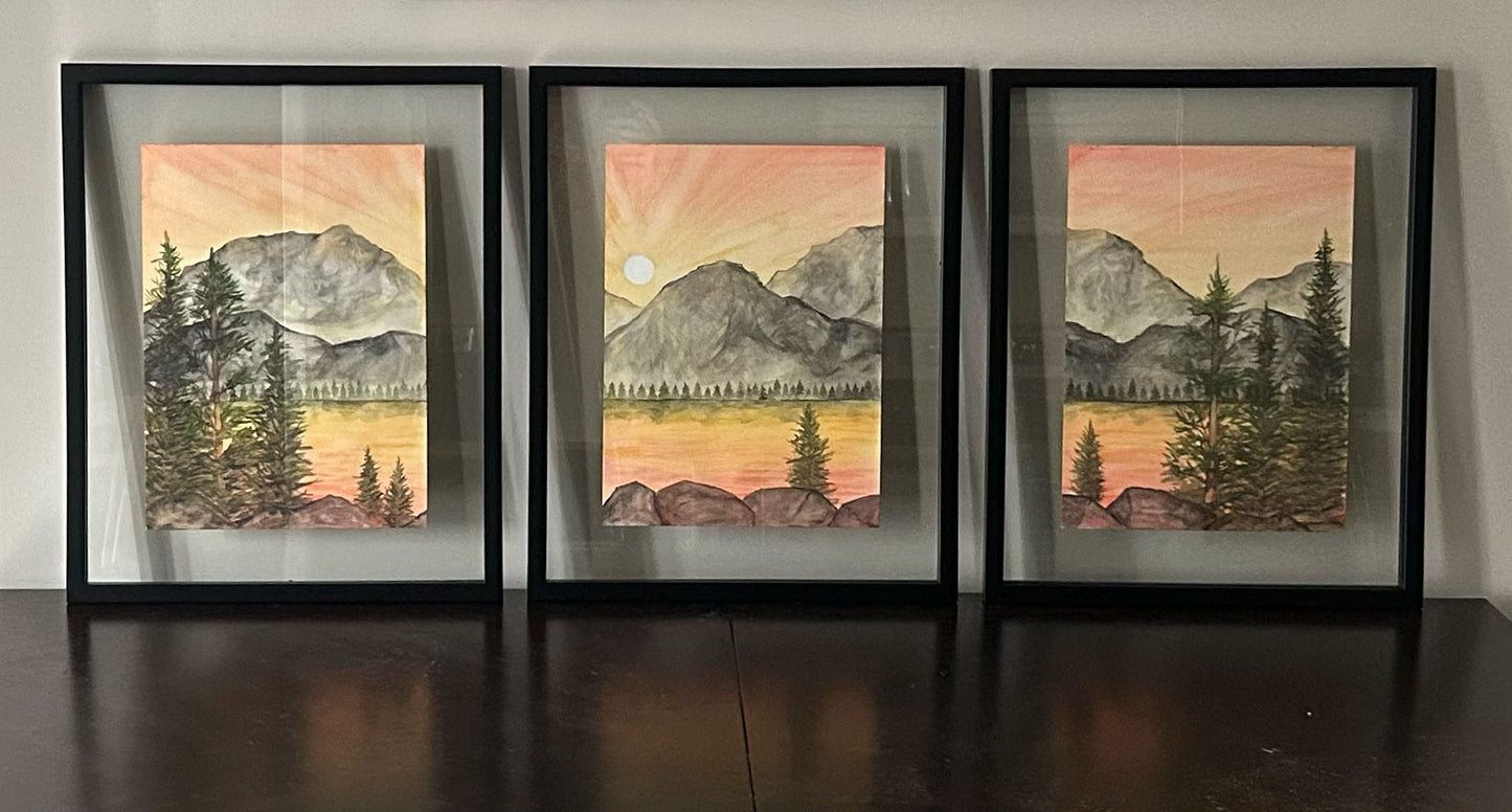 UNAVAILABLE Original Watercolor - Dawn in Ansel Adams Wilderness Triptych