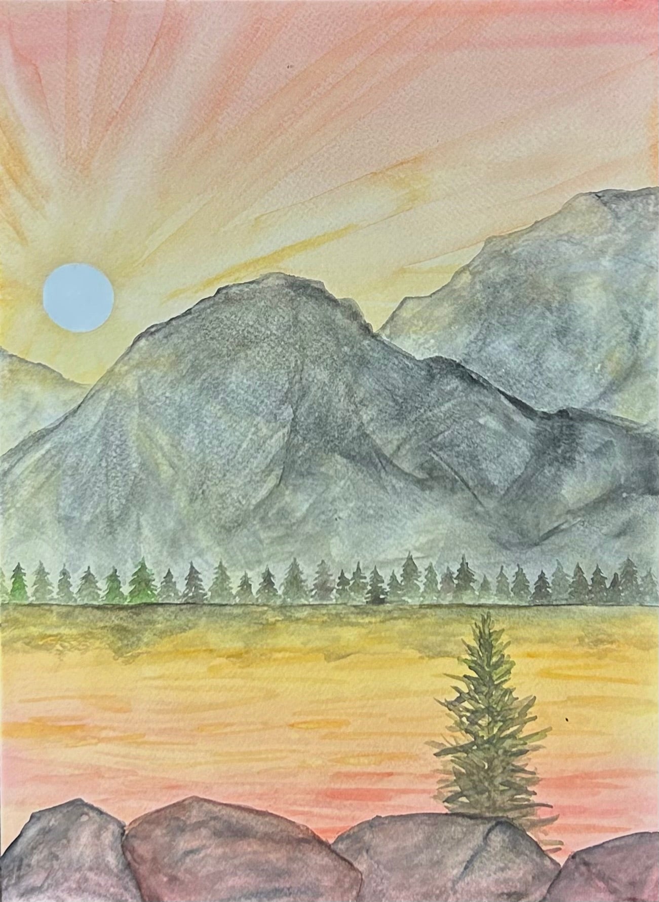UNAVAILABLE Original Watercolor - Dawn in Ansel Adams Wilderness Triptych